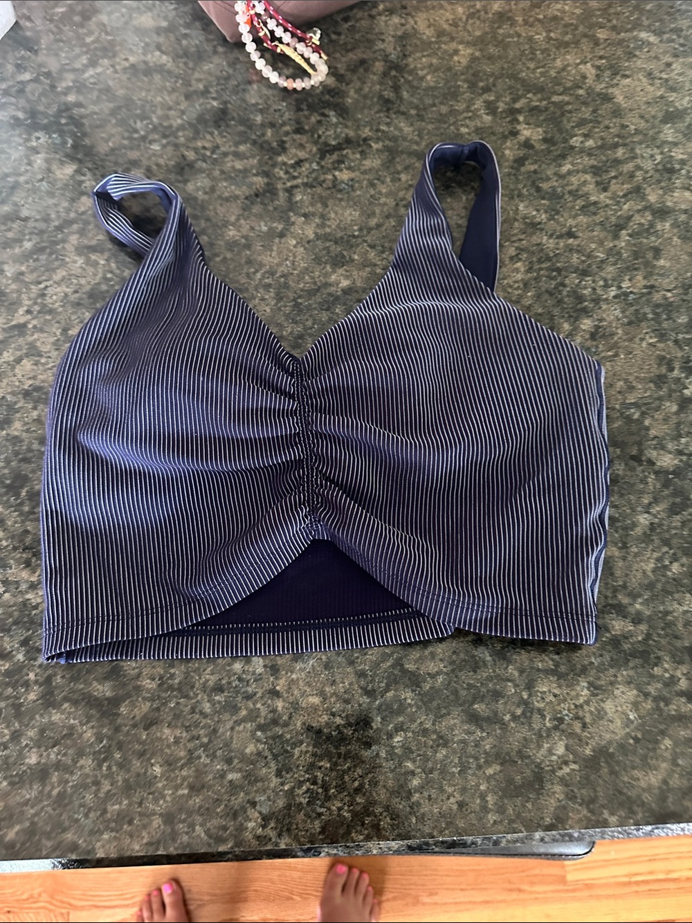 aerie Navy Striped Strap Bralette